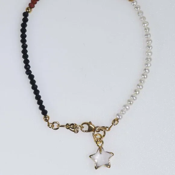 Classic Black Spinel Freshwater Pearl Garnet Gold-filled Bracelet - Picture 9 of 10